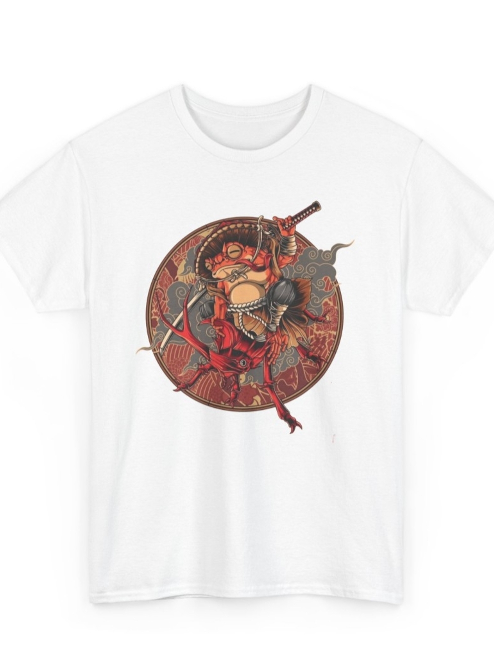 White Graphic Samurai Frog T-Shirt
